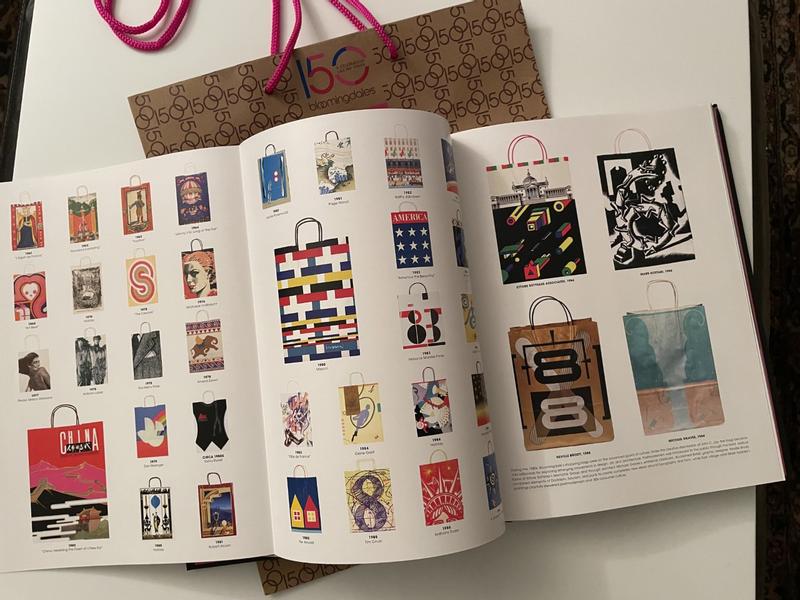 Bloomingdale's 150 Book gatefold showing Bloomie's famous shopping bags