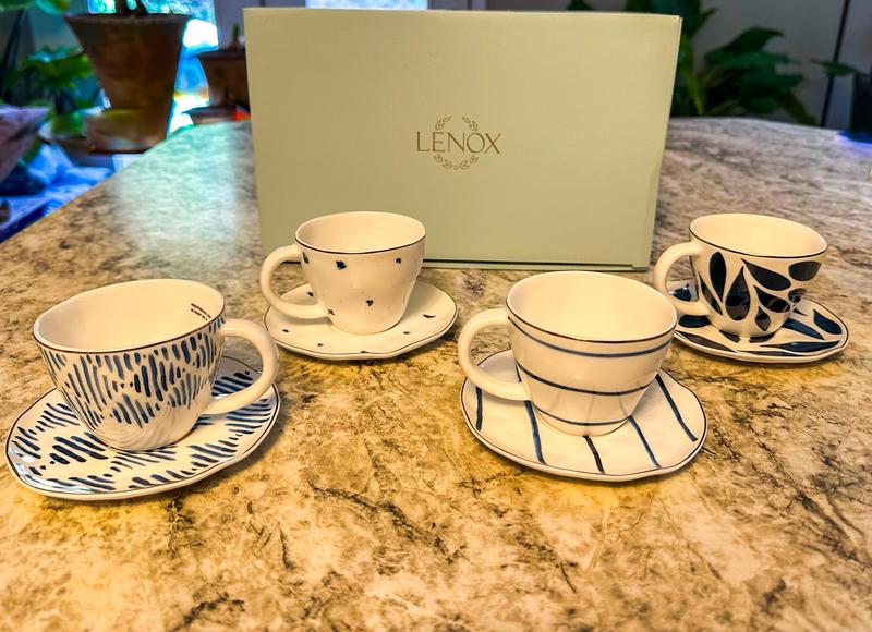 Lenox Blue Bay Espresso Cup & Saucer, Set of 4
