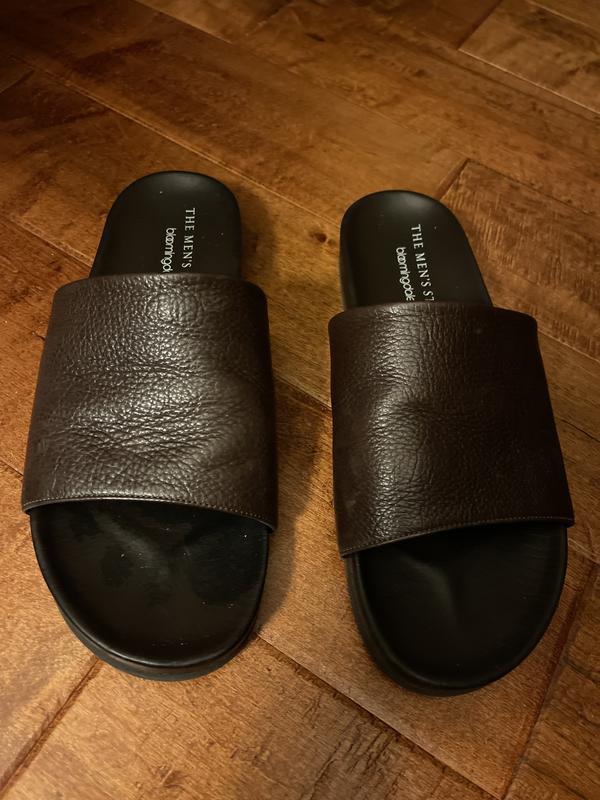 Men\'s Store Bloomingdales Exclusive Smith Brown Leather Men\'s Slides Sandals Bloomingdale main image 2