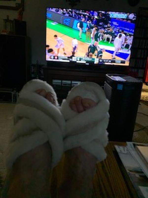 Watching March Madness in my slippers!