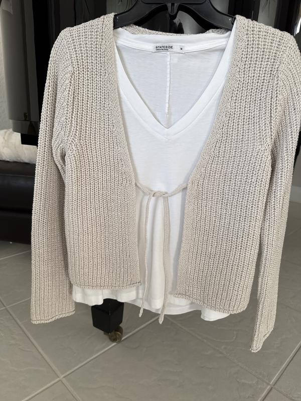   V Neck Tie Front Cardigan 