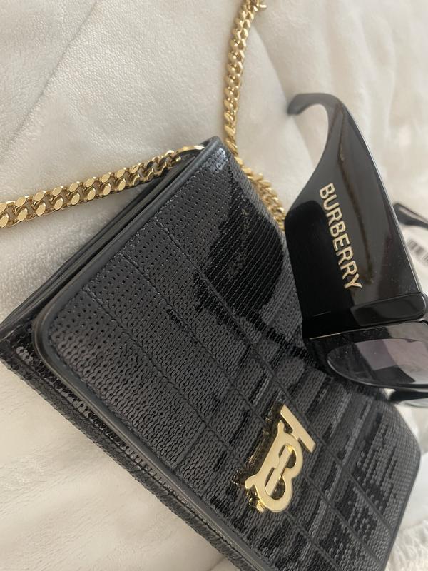 Burberry Lola Check Sequins Wallet on Chain