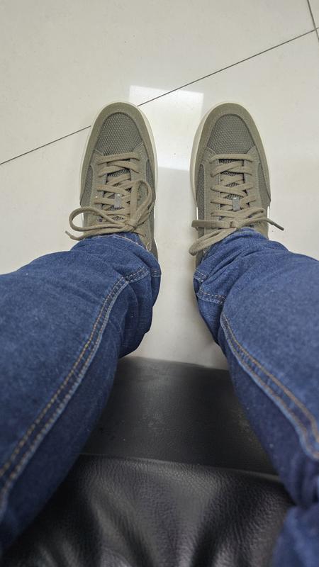 Men's V-12 Lace Up Mesh and Leather Sneakers