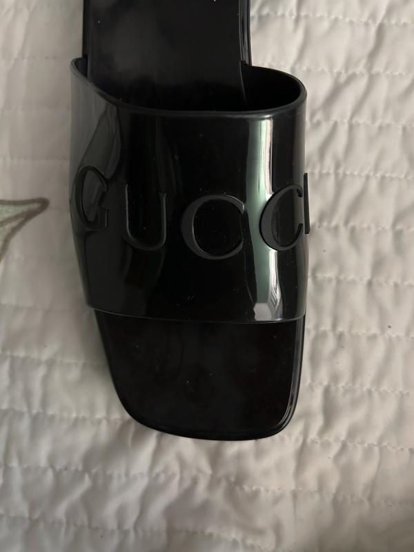 Gucci women's rubber platform slide sandals hot sale