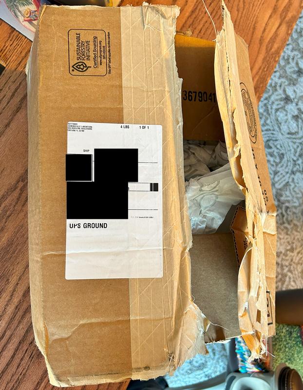 Tissue paper haphazardly stuffed inside neither providing protection for the item or enhancing appearance of it.  The box was disfigured so badly, the tissue paper was stuck to the packing tape, so the box wasn't even entirely sealed.