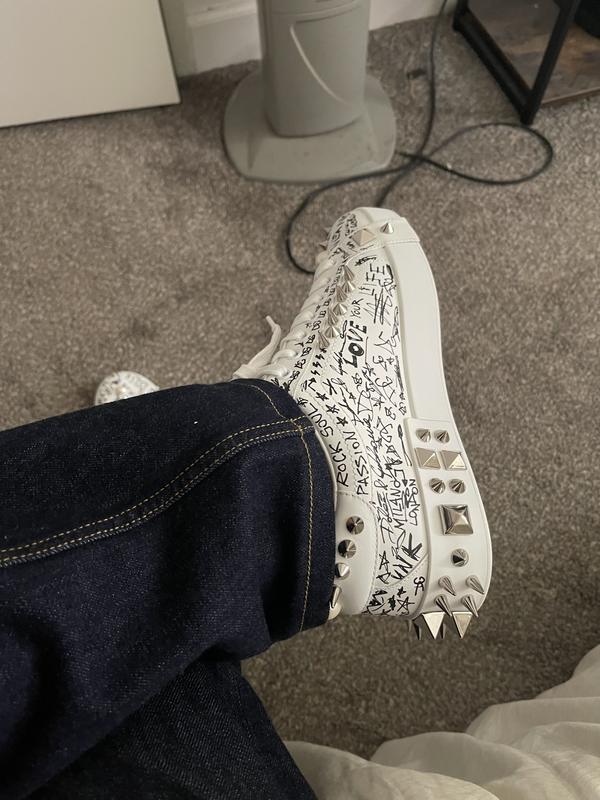Dolce & Gabbana Men's Portofino Graffiti Print Studded Lace Dolce & Gabbana Men's Portofino Graffiti Print Studded Lace
