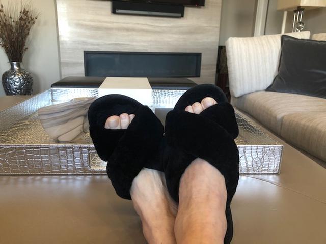 Relaxing in my UGG Fuzztte Sandals