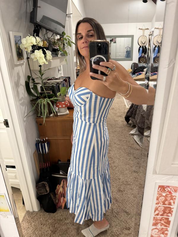 LE’RURE Wavy frill bustier stripe dress LE'RURE Wavy frill bustier stripe dress
