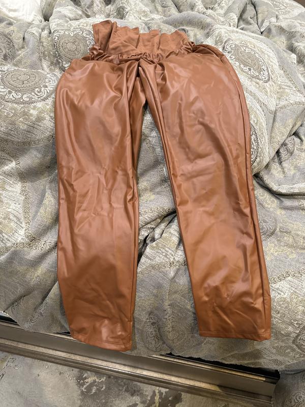 Accouchée Foldover Waistband Faux Leather Maternity Pants In