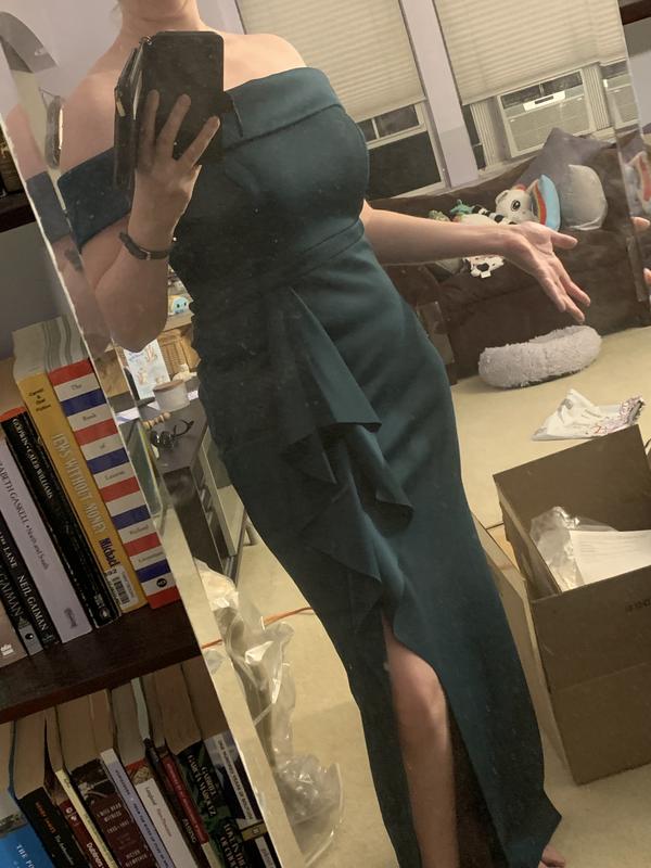 Poshmark Reformation Gabriella Dress AQUA Off-the-Shoulder Cascade