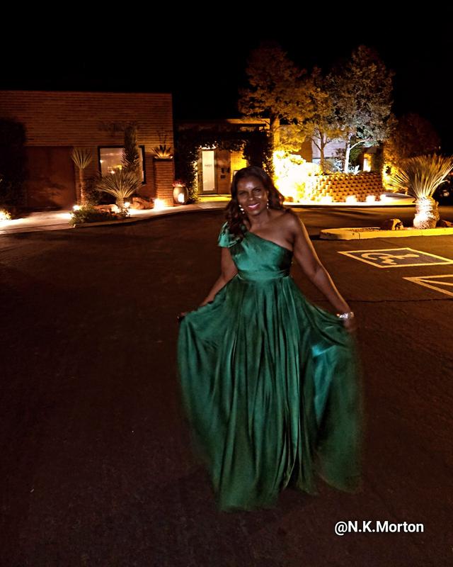 Pleated One Shoulder Chiffon Gown