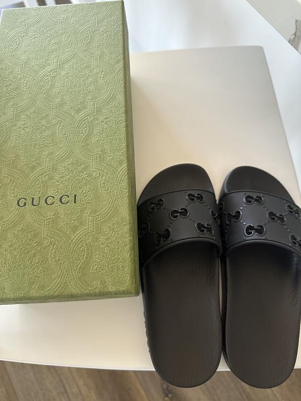 Gucci slides black discount rubber