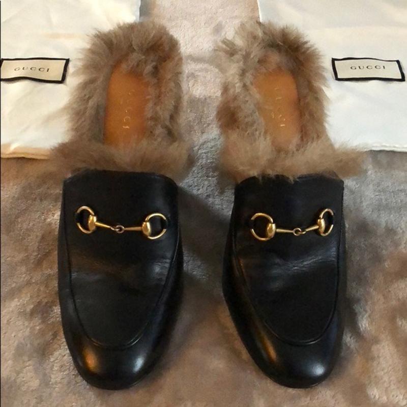 gucci princetown mule with fur