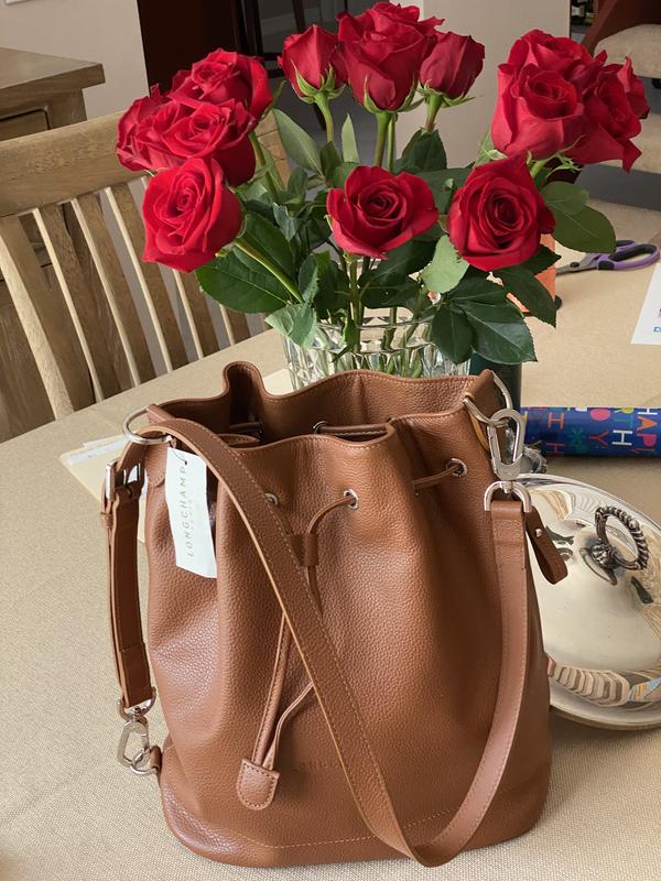 Longchamp Le Foulonné Large Leather Bucket Bag