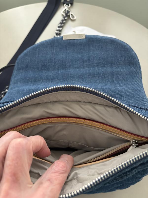 MZ WALLACE Crosby Lock Small Quilted Denim Saddle Bag