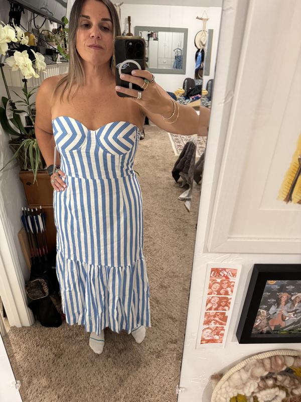 AQUA Stripe Bustier Midi Dress - Exclusive | Bloomingdale's