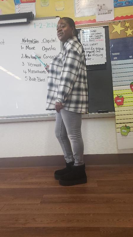 This is me teaching my class with my comfortable ugg mini platform booties.