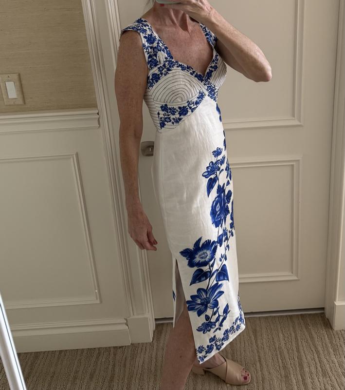 FARM Rio Blue Floral Cascade Wavy Sleeveless Dress | Bloomingdale's Women