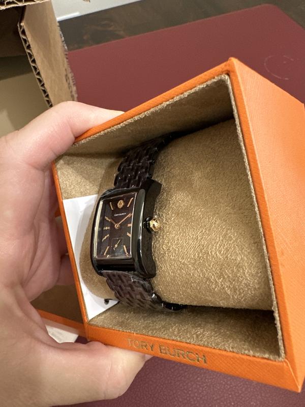 TORY BURCH ブラック時計 NEW Tory Burch Robertson Gold & Black Square Bracelet Watch