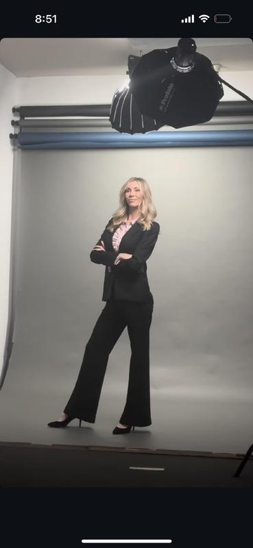 Candid photo. Need to fix my hair lol...but you get the picture. Perfect blazer, paired with Generation Love Osei Ruched Blouse.