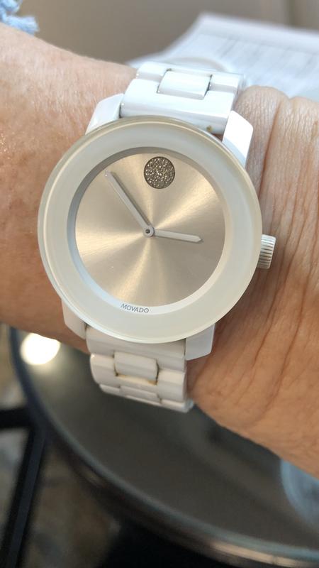 Movado white ceramic discount watch