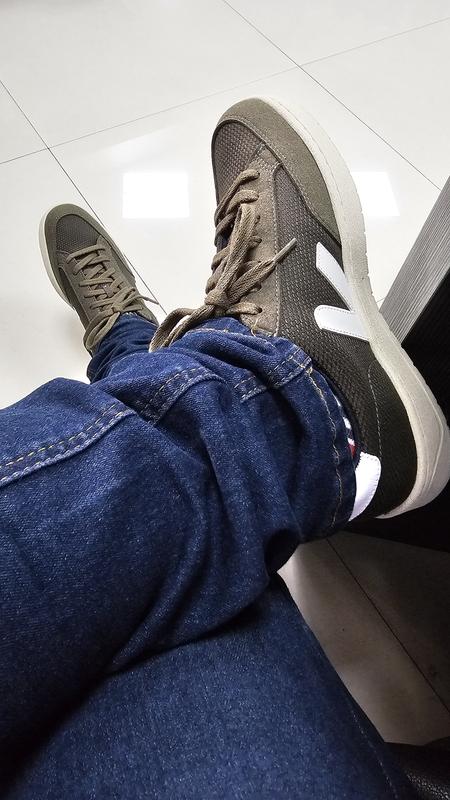 Men's V-12 Lace Up Mesh and Leather Sneakers