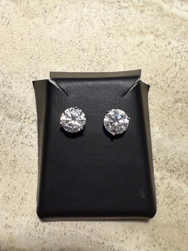 Certified Lab Grown Diamond Stud Earrings in 18K White Gold, 4.0 tcw