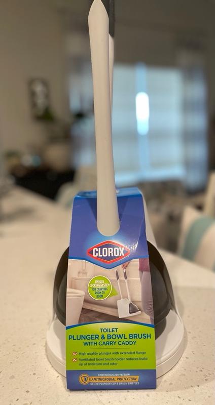 Clorox Toilet Plunger & Brush, with Carry Caddy