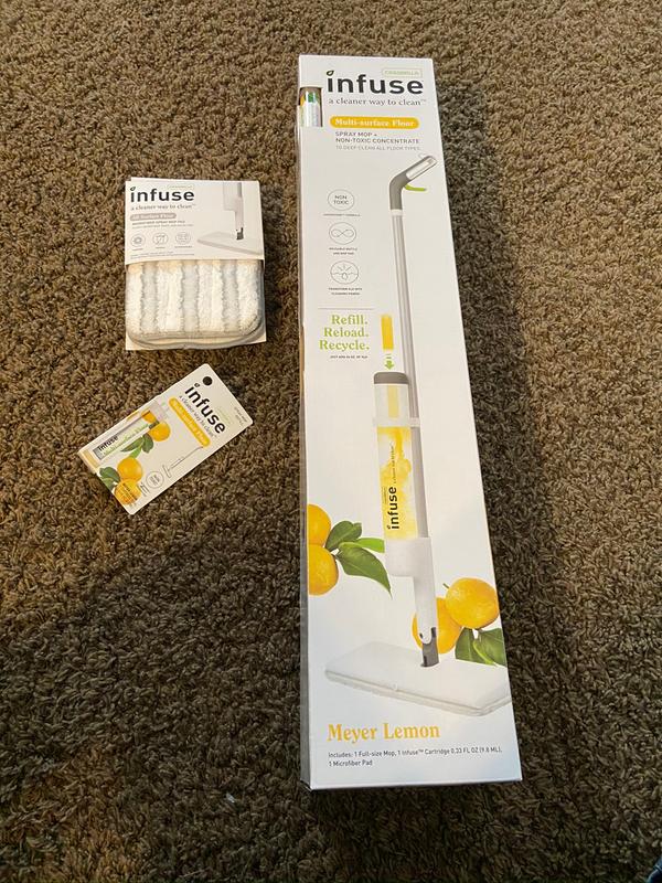 Casabella Infuse Spray Mop Kit - 1 Mop 1 Reusable Mop Pad 1 Multi-Surface Floor Cleaner Concentrate - Meyer Lemon