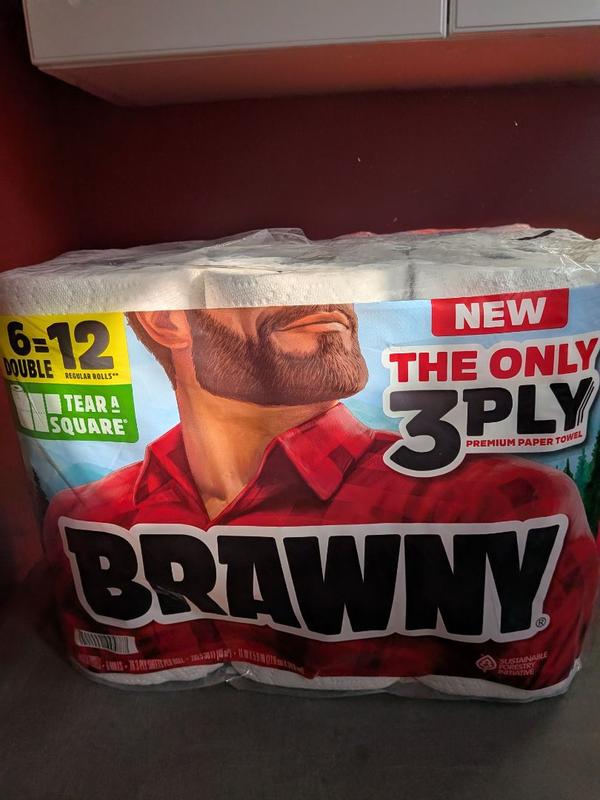 Brawny® Tear-A-Square Perforated Kitchen Roll Towels, Double Roll, 2