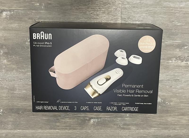 Braun IPL Silk-Expert Pro 5, At Home Hair Removal Device with Pouch PL5347  - White/Gold