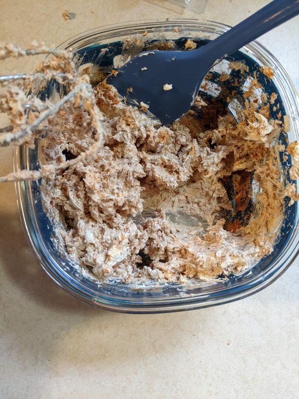 Mixes heavy cream cheese well