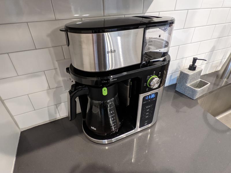 Braun 10Cup MultiServe Coffee Maker in Stainless Steel/Black Bed