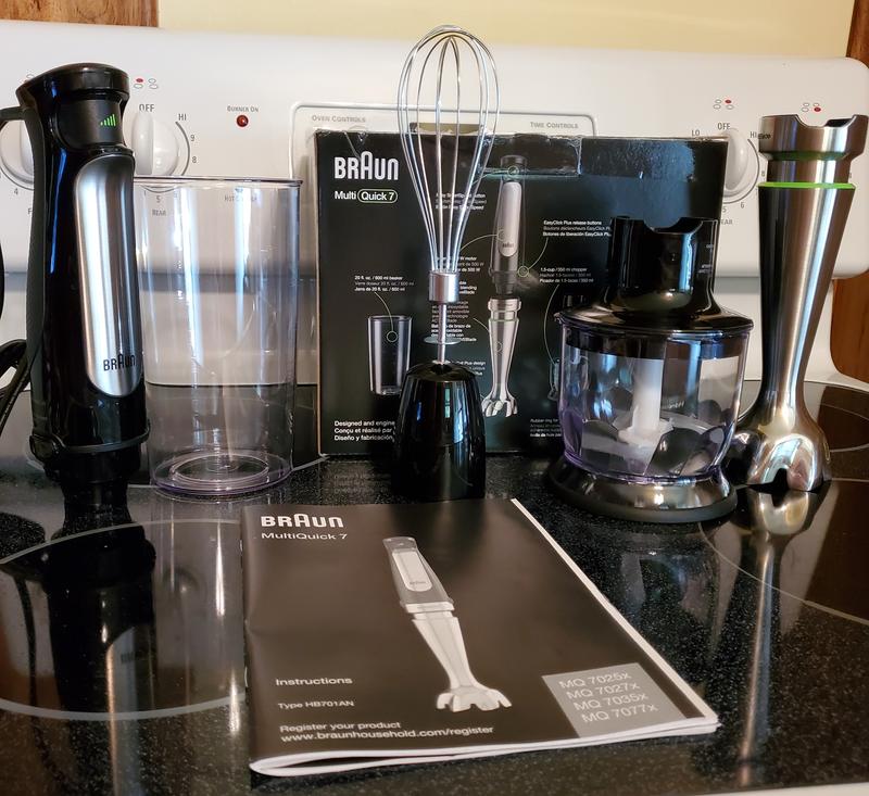 Braun MultiQuick MQ7025X SmartSpeed SS Immersion Hand Blender w/ 1.5 C Food  Processor, Whisk and Beaker MQ7025X - The Home Depot