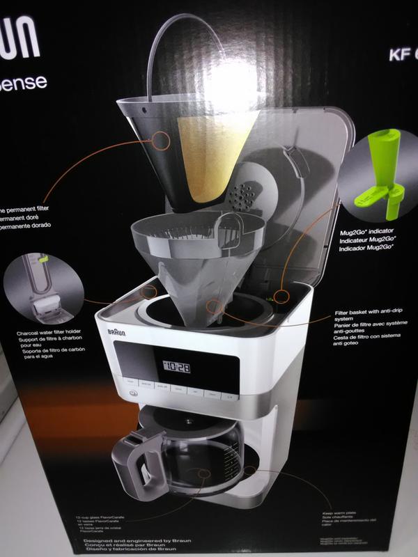 Braun KF6050WH BrewSense Drip Coffee Maker,12 oz, White & Gold Tone  Permanent Coffee Filter, Reusable #4 Cone Shaped, No Paper Filter Needed,  Fits