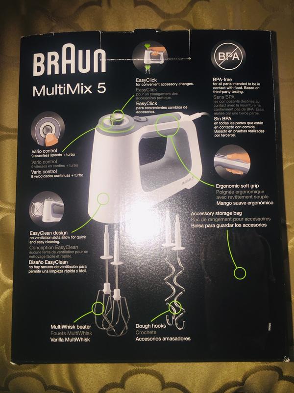 Braun Electric Hand Mixer, 9-Speed, Lightweight with Soft Anti-Slip Handle,  Accessories to Beat & Whisk, Dough Hooks to Knead, 2-Cup Chopper & Storage