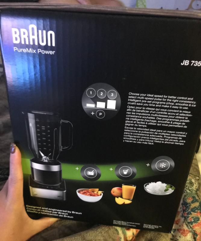 Braun PureMix Power Blender with Thermal Resistant Glass Jug - JB7350 - 1000  Watt - Black