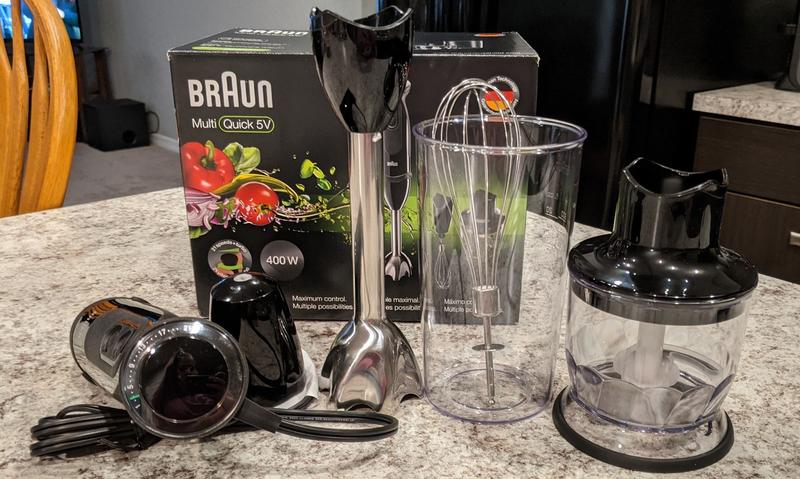 Braun 3-in-1 Immersion Hand Blender, Powerful 400W Stainless Steel Stick  Blender, 21-Speed + 1.5-Cup Food Processor, Whisk, Beaker, High Quality,  Easy to Clean, MultiQuick MQ5025 