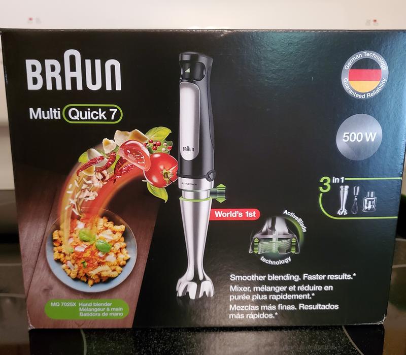 Braun MultiQuick MQ7025X SmartSpeed SS Immersion Hand Blender w/ 1.5 C Food  Processor, Whisk and Beaker MQ7025X - The Home Depot