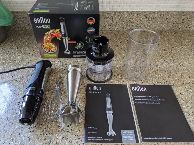 Braun MultiQuick Immersion Hand Blender + 1.5-Cup Food Processor, Whisk,  Beaker, MQ7025 Black MQ7025X - Best Buy