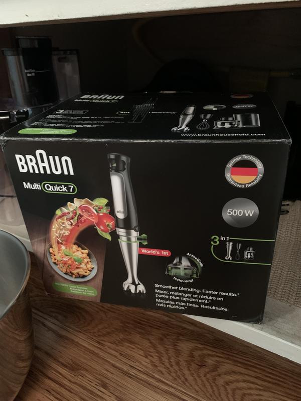 Braun MultiQuick MQ7077X SmartSpeed SS Immersion Hand Blender w/ 1.5 C Food  Processor, Whisk, Masher and Beaker MQ7077X - The Home Depot