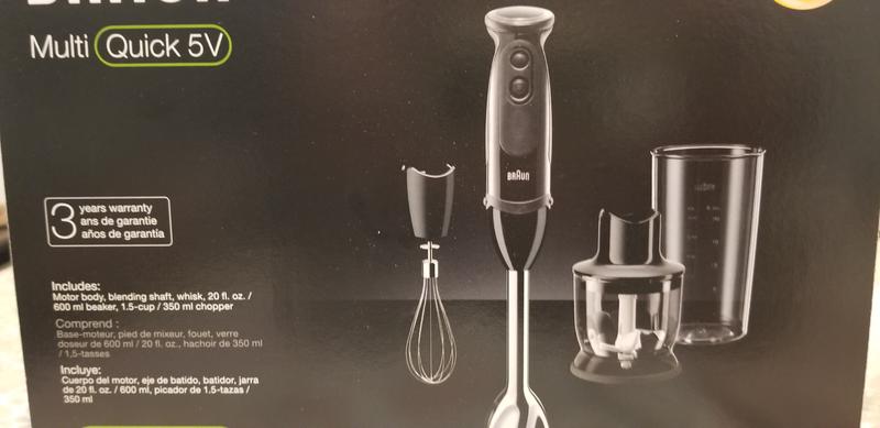 Braun 3-in-1 Immersion Hand Blender, Powerful 400W Stainless Steel Stick  Blender, 21-Speed + 1.5-Cup Food Processor, Whisk, Beaker, High Quality,  Easy to Clean, MultiQuick MQ5025 