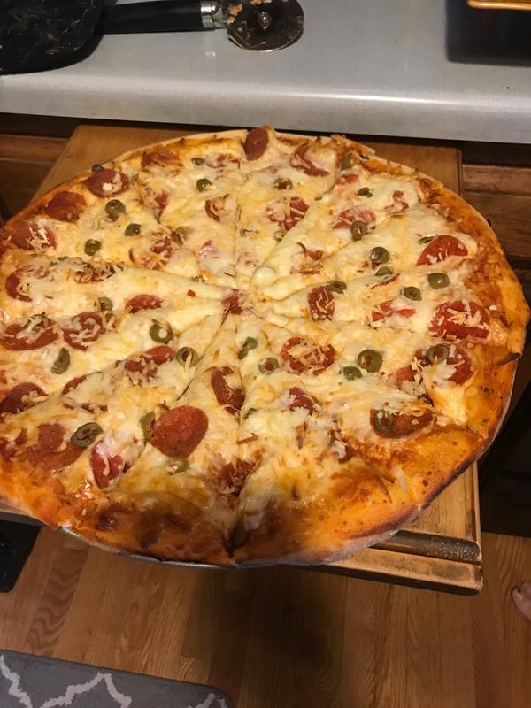 My first pizza-homemade with great bread maker !