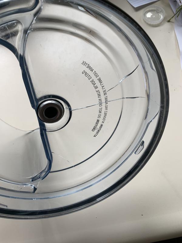 Lid of food processor cracked in multiple places
