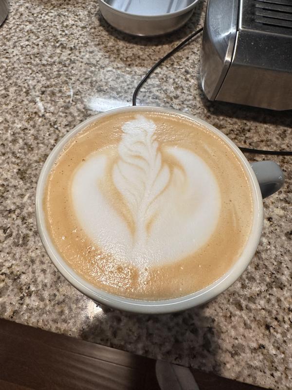 My husband's latte art is better than mine.