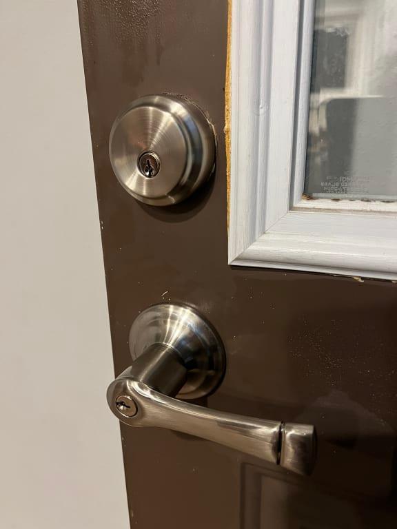 Brinks Push Pull Rotate Harper Satin Nickel Entry Lever KW1 1.75 in. in ...