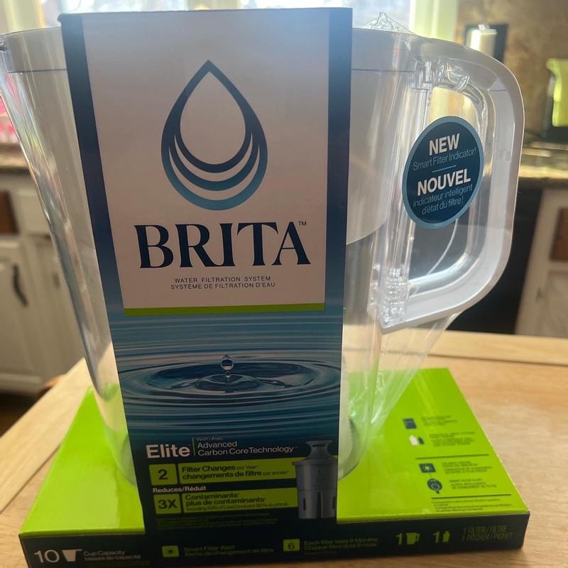 Brita Large 10 Cup White Tahoe Water Filter Pitcher with 1 Brita Elite  Filter
