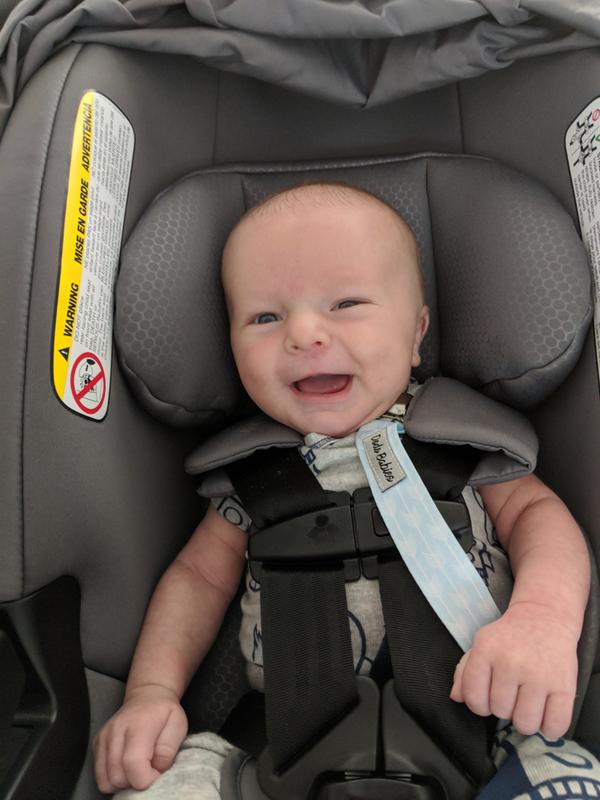 my happy 6 week old in his B-Safe Ultra!
