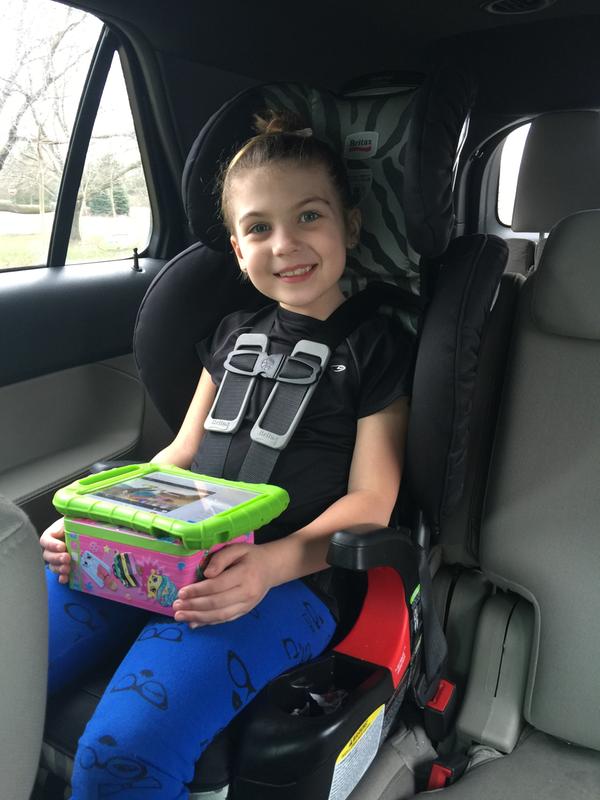 My big girl, comfy and safe in her Britax Frontier at 6.5 years old.