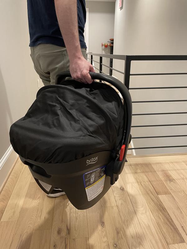 The carseat is lightweight enough that my husband can easily carry it with the baby up and down the stairs.